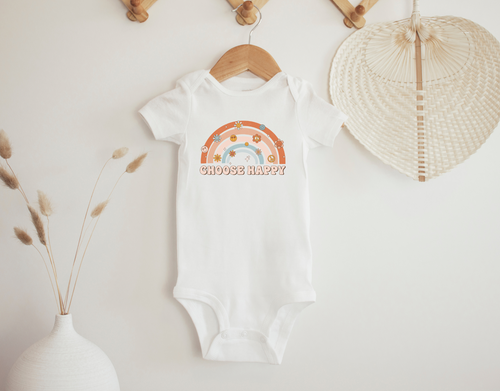 Choose Happy Retro Rainbow Bodysuit