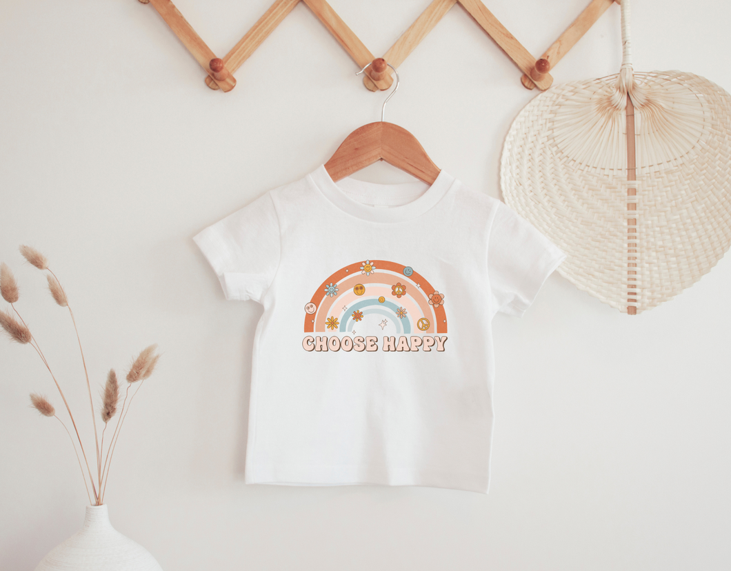 Choose Happy Retro Rainbow Toddler Shirt