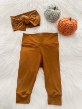 Load image into Gallery viewer, Baby Leggings in Mustard with Bow Headband Outfit