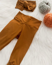 Load image into Gallery viewer, Baby Leggings in Mustard with Bow Headband Outfit