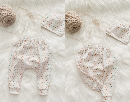 Boho Rainbow Heart Harem Pant and Hat Set