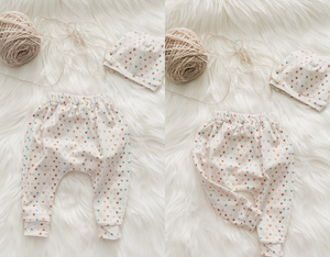 Boho Rainbow Heart Harem Pant and Hat Set