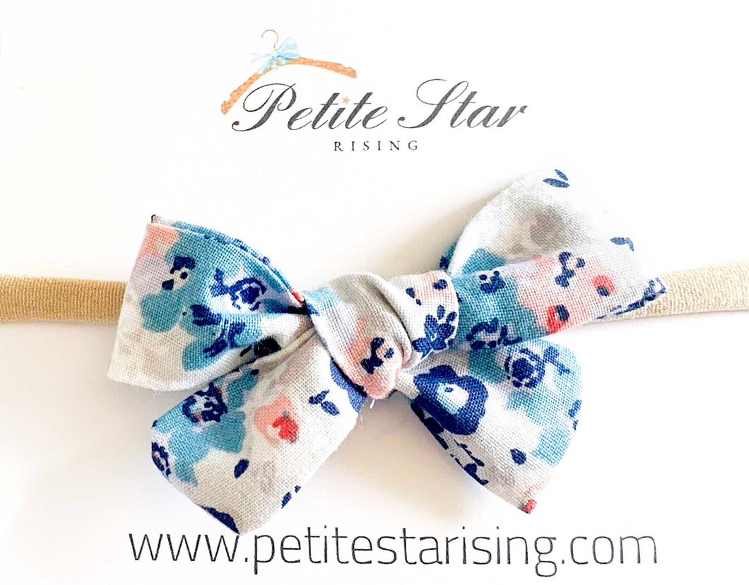 Blue and Pink Floral Baby Headband