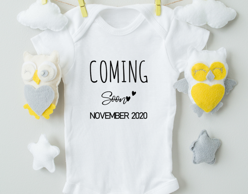 Coming Soon Due Date Baby Bodysuit /Pregnancy Announcement