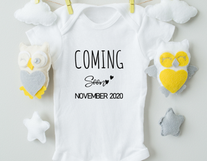 Coming Soon Due Date Baby Bodysuit /Pregnancy Announcement