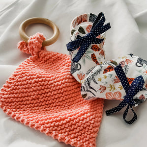 Floral Bunny Shoe, Bow and Knit Lovey Set