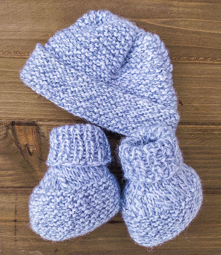 Hand Knitted Gray Hat with Booties