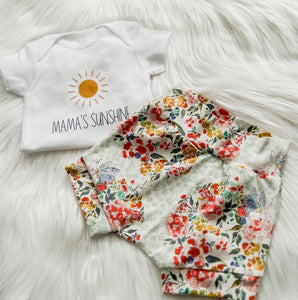 Delicate Floral Off White Bummies Outfit