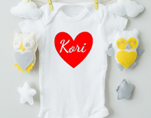 Load image into Gallery viewer, Personalized Red Heart Name Bodysuit