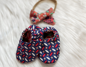 Pink Star Crib Shoes & Bow Set