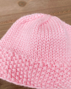 Newborn Pink Knit Baby Hat
