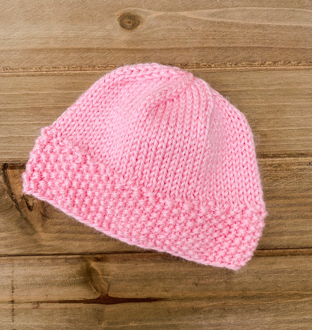 Newborn Pink Knit Baby Hat